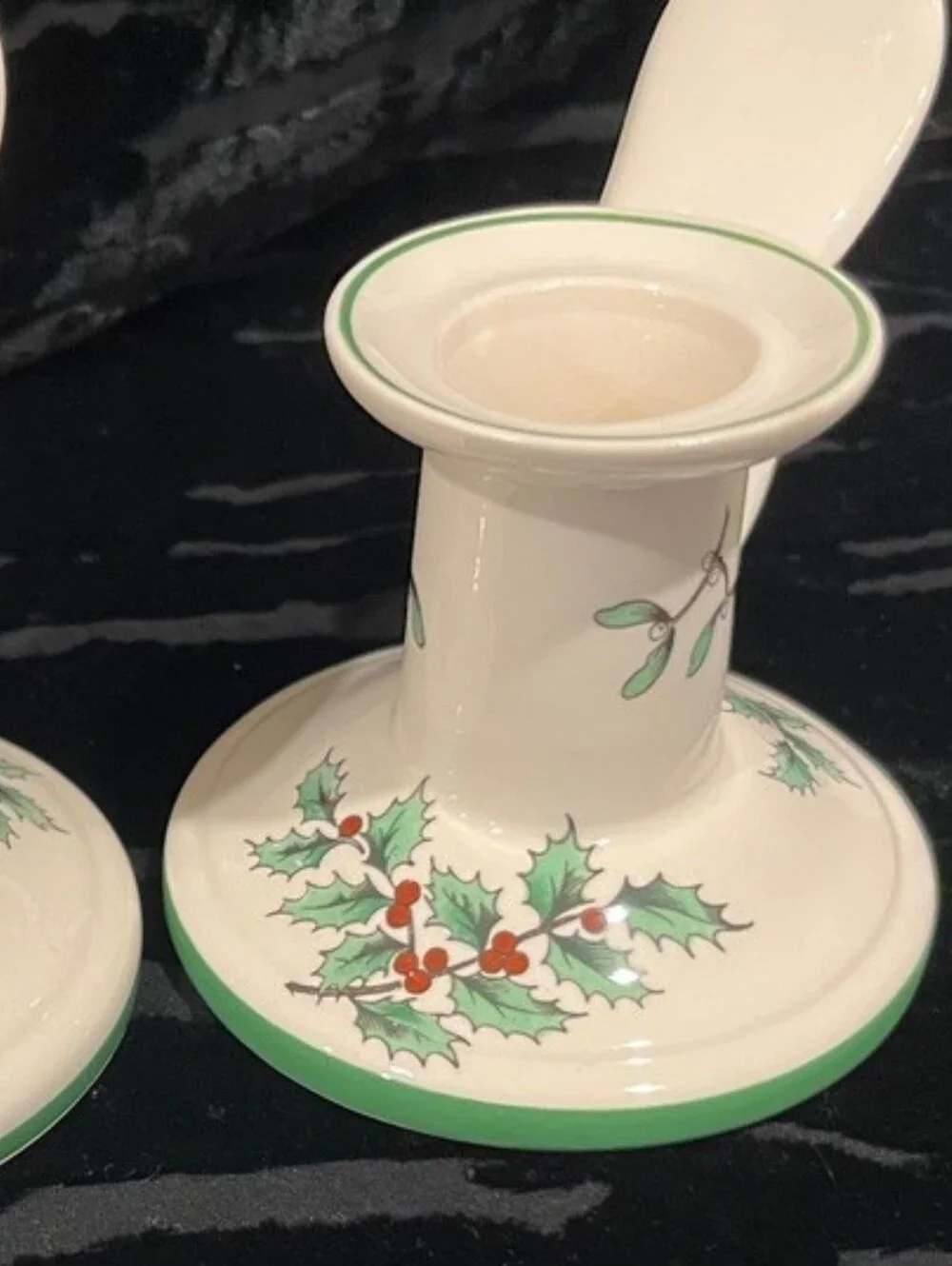 Vintage Spode Christmas Handled Chamberstick Candle Holders Made In England